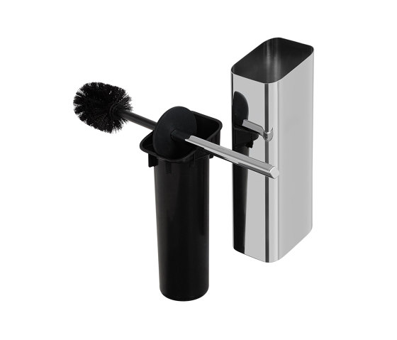 Shift Chrome | Toilet Brush And Holder Chrome (Black Lid And Brush) | Toilet brush holders | Geesa