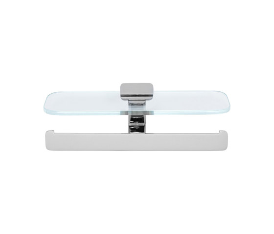 Shift Chrome | Toilettenpapierhalter Doppelt Chrom Mit Transparenter Glasablage | Toilettenpapierhalter | Geesa