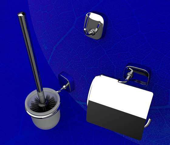 Thessa | Toilet Accessories Set - Toilet Brush And Holder - Toilet Roll Holder With Cover - Towel Hook - Chrome | Towel rails | Geesa