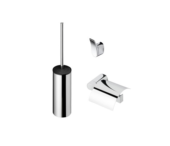 Wynk | Toilet Accessories Set - Toilet Brush And Holder - Toilet Roll Holder With Cover - Towel Hook - Chrome | Towel rails | Geesa