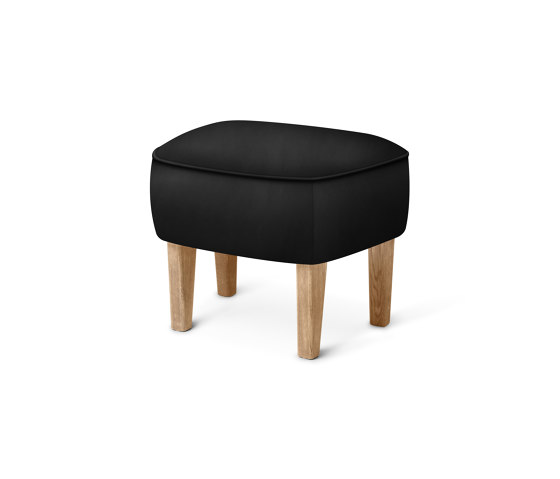 Ingeborg Footstool Nevada Leather, Black/Natural Oak | Poufs | Audo Copenhagen