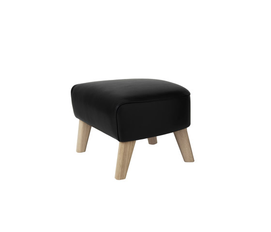 My Own Chair Footstool Nevada Leather, Black/Natural Oak | Poufs | Audo Copenhagen