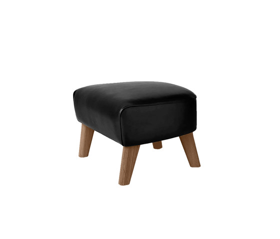 My Own Chair Footstool Nevada Leather, Black/Dark Oiled Oak | Poufs | Audo Copenhagen