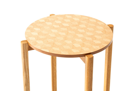 Mori Kougei | Sliced Veneer
 Geometric Pattern table top | Side tables | Hiyoshiya