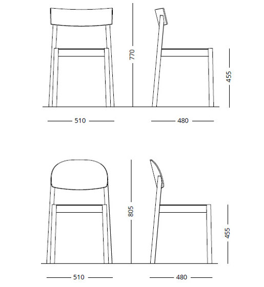 Citizen Chair, rectangular backrest, oak, black paint | Sillas | EMKO PLACE