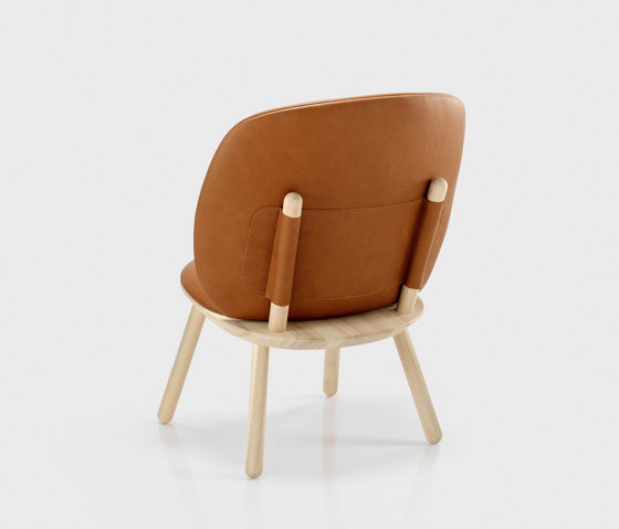 Naïve Low Chair, natural oiled ash frame, Ad Hulst dark brown leather | Armchairs | EMKO PLACE