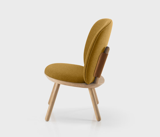 Naïve Low Chair, natural oiled ash frame, yellow Delius Gavi fabric | Armchairs | EMKO PLACE
