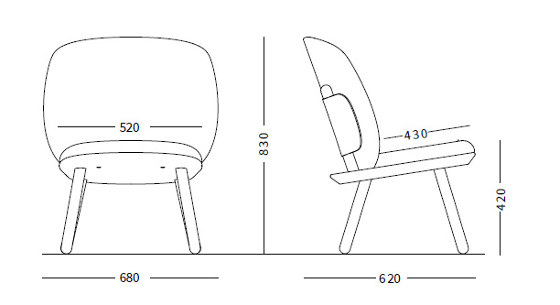Naïve Low Chair, natural oiled ash frame, bordo Delius Gavi fabric | Armchairs | EMKO PLACE