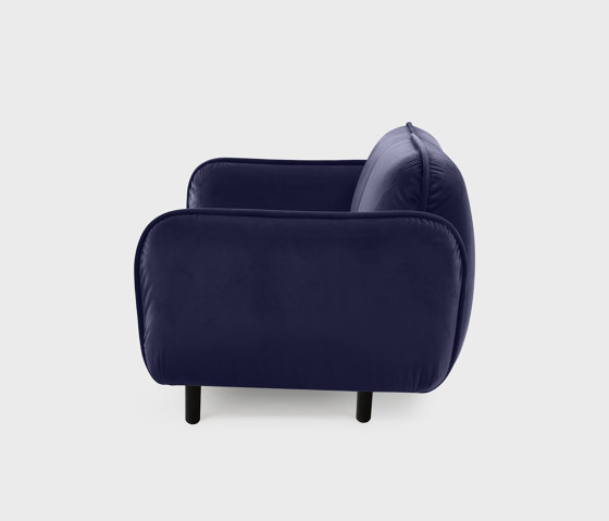 Bean Sofa, 2-Sitzer, blauer Veloursstoff Textum Avelina | Sofas | EMKO PLACE