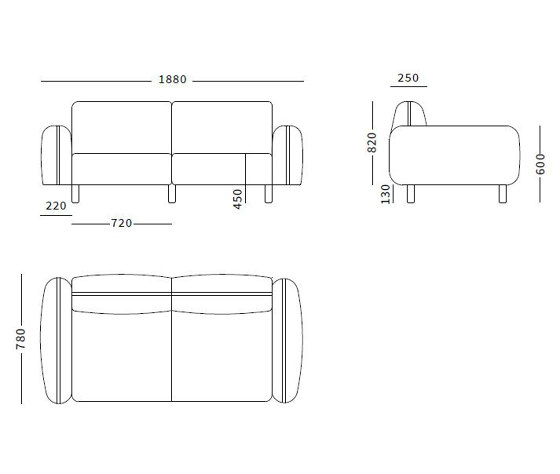 Bean Sofa 2-seater, grey Textum Avelina velour fabric | Sofás | EMKO PLACE
