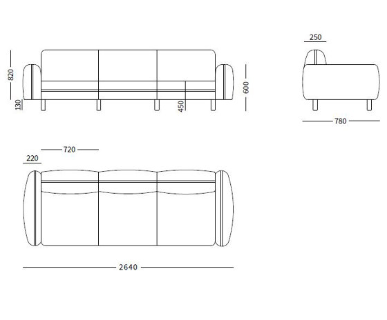 Bean Sofa 3-seater, grey Textum Avelina velour fabric | Sofas | EMKO PLACE