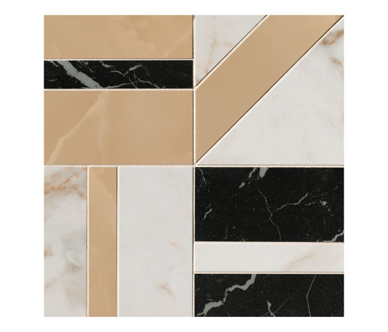 Roma Gold Calacatta Delicato / Onice Miele / Nero Elegante Deco Mosaico 30X30 | Ceramic tiles | Fap Ceramiche