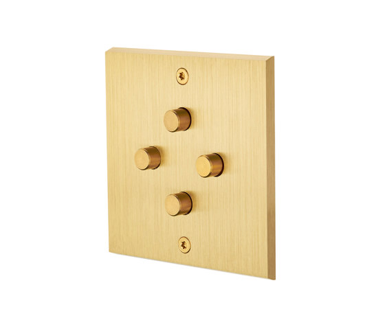 Laiton Brossé - Plaque Simple - 4 PUSH | Interrupteurs à bouton poussoir | Modelec