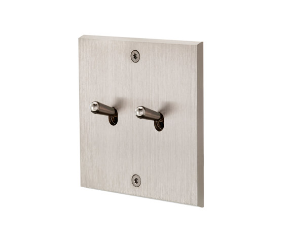 Brushed Steel - Single Cover Plate - 2 toggles | Toggle switches | Modelec