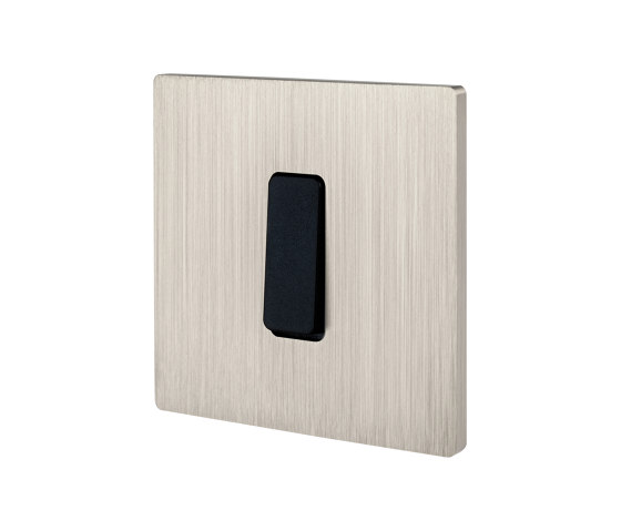 Brushed Nickel - Single cover plate - 1 flat black button | Two-way switches | Modelec