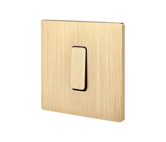 Brushed Brass - Single cover plate - 1 flat brushed brass button | Two-way switches | Modelec