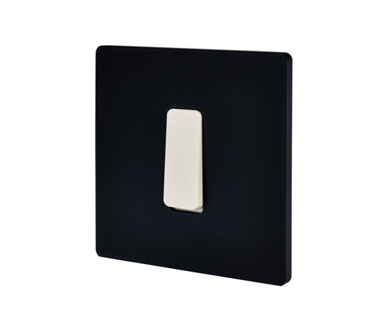 Black Mat - Single cover plate - 1 flat ivory button | Two-way switches | Modelec