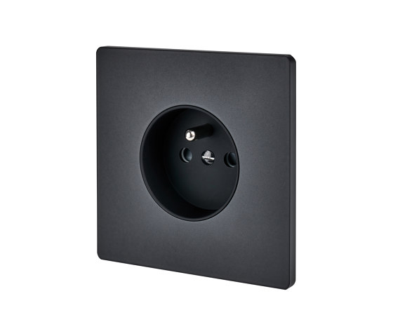 Black Mat - Single cover plate - 1 Socket | Schuko sockets | Modelec