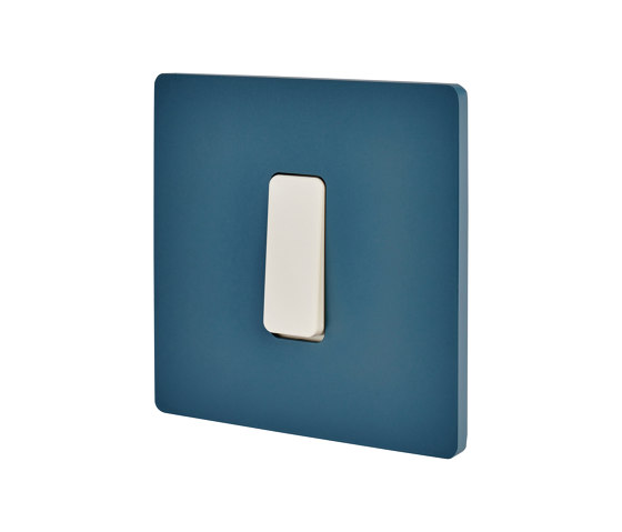 Bleu RL -  Plaque simple - 1 Bouton plat ivoire | Interrupteurs à bascule | Modelec