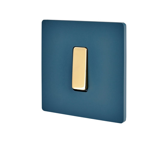 RL Blue - Single cover plate - 1 flat mirror varnished brass button | Two-way switches | Modelec