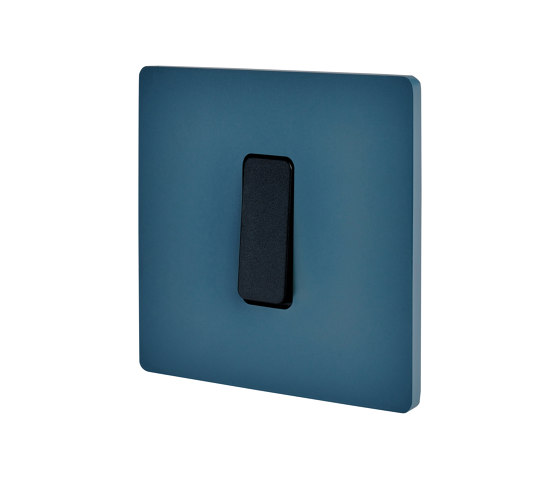 RL Blue - Single cover plate - 1 flat black button | Two-way switches | Modelec