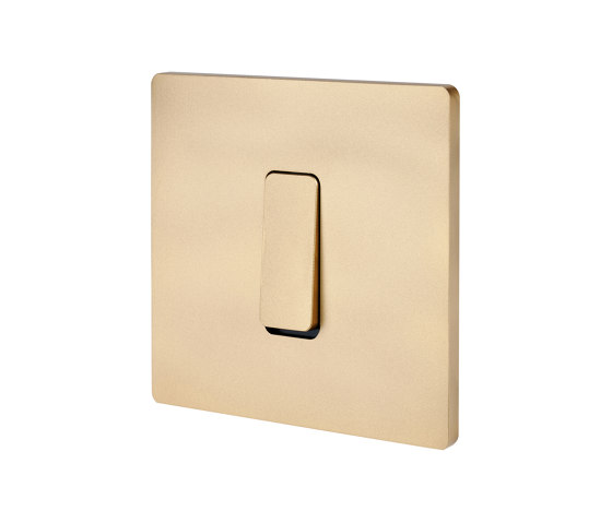 Sanded Brass - Single cover plate - 1 flat sanded brass button | Two-way switches | Modelec