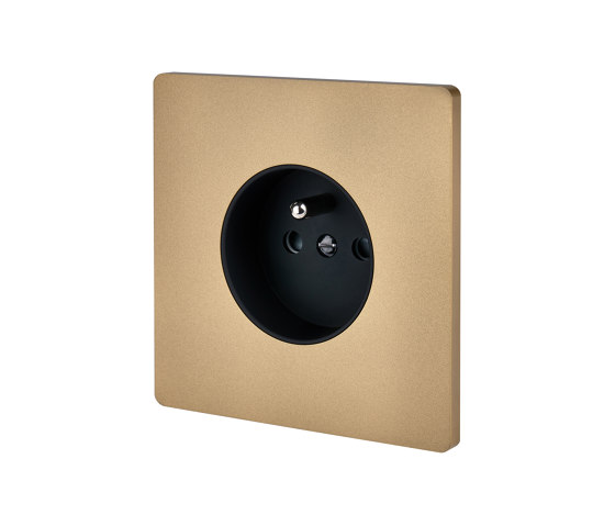Sanded Brass - Single cover plate - 1 Socket | Schuko sockets | Modelec