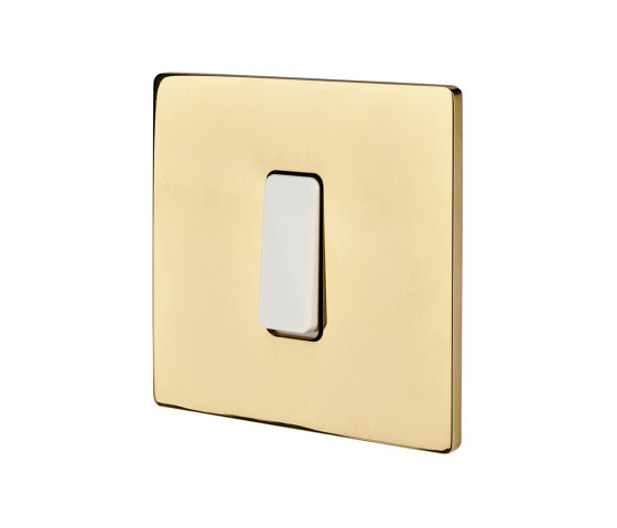 Mirror Varnished Brass - Single cover plate - 1 flat ivory button | Two-way switches | Modelec