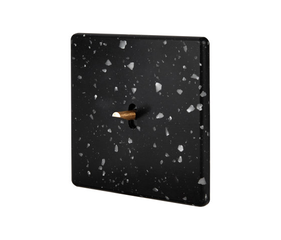 Terrazzo Negro -  Placa Simple - 1 dorado palanca | Interruptores a palanca | Modelec