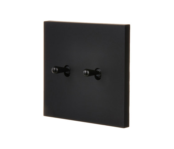 Soft Touch Noir - Plaque Simple - 2 leviers noir | Interrupteurs à levier | Modelec