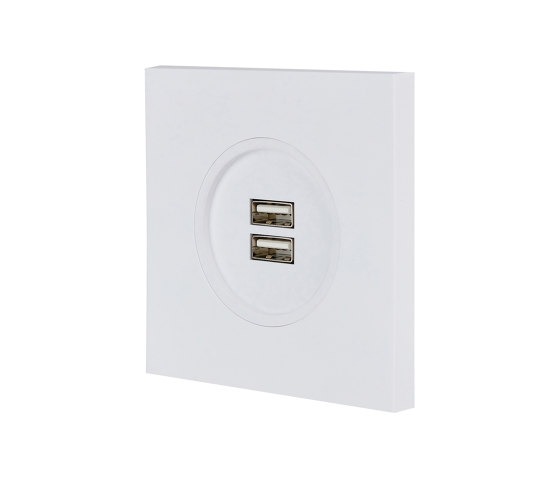 White Soft Touch - Single Cover Plate - 2 USB A | USB power sockets | Modelec