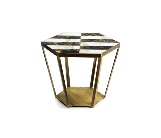 Ray | Side Table With Inlaid Marble Top | Mesas auxiliares | Marioni