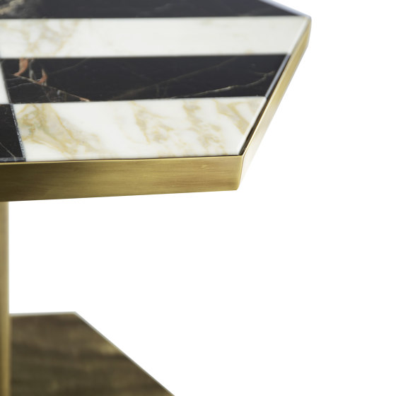 Ted | Low Side Table With Inlaid Marble Top | Tables d'appoint | Marioni