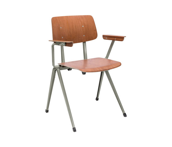S-17 AC, frame grey, seat, back and arm redbrown | Stühle | Satelliet Originals