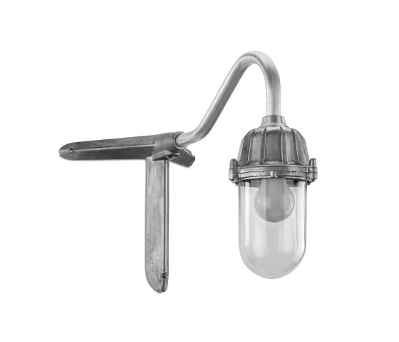 Wall lamp - cast aluminium with swan neck with corner bracket, clear glass | Lampade outdoor parete | THPG