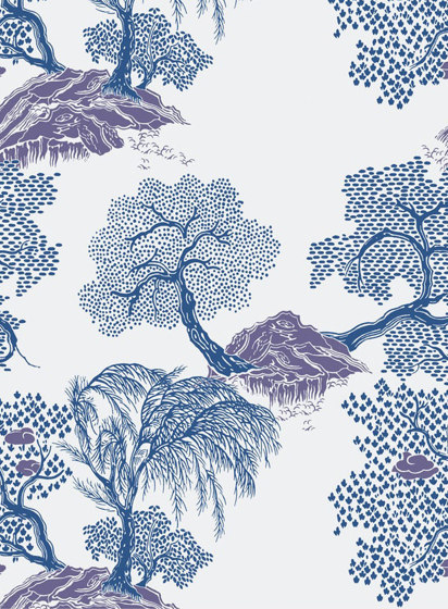 Jardin d'Asie Blanc et Bleu | Revêtements muraux / papiers peint | ISIDORE LEROY