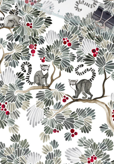 Lemuriens Grisaille | Revêtements muraux / papiers peint | ISIDORE LEROY