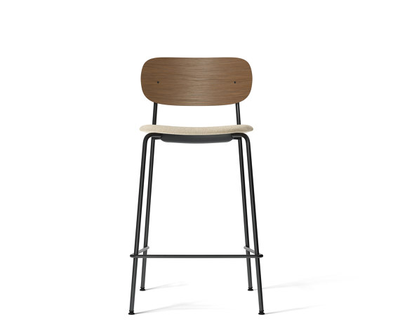 Co Bar Chair, Black Steel | Dark Stained Oak / Audo Bouclé 02 | Barhocker | Audo Copenhagen
