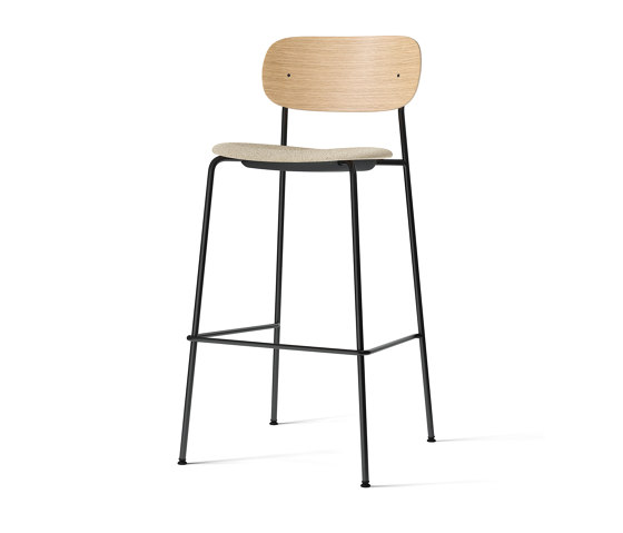 Co Bar Chair, Black Steel | Natural Oak / Audo Bouclé 02 | Sgabelli bancone | Audo Copenhagen