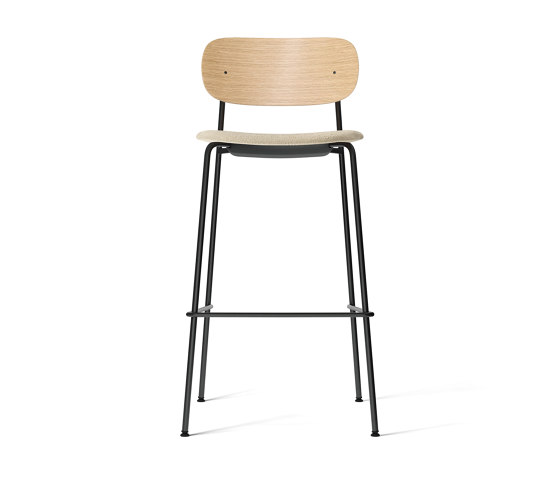 Co Bar Chair, Black Steel | Natural Oak / Audo Bouclé 02 | Bar stools | Audo Copenhagen