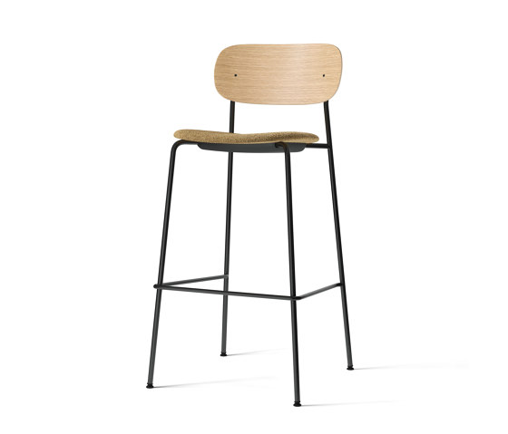 Co Bar Chair, Black Steel | Natural Oak / Audo Bouclé 06 | Barhocker | Audo Copenhagen