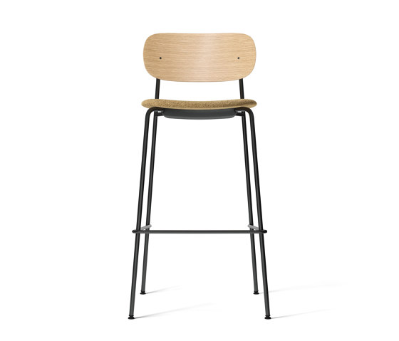 Co Bar Chair, Black Steel | Natural Oak / Audo Bouclé 06 | Bar stools | Audo Copenhagen