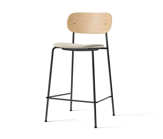 Co Counter Chair, Black Steel | Natural Oak / Moss 004 | Chaises de comptoir | Audo Copenhagen
