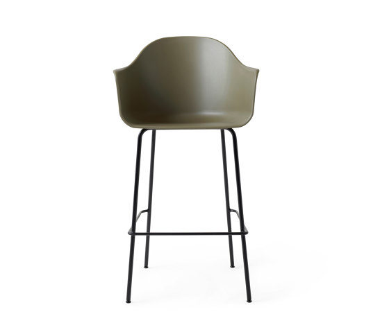 Harbour Bar Chair | Black Steel, Olive, Plastic | Taburetes de bar | Audo Copenhagen