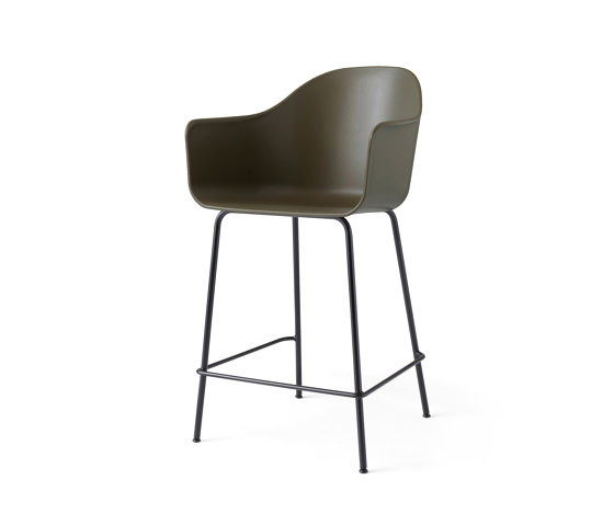 Harbour Counter Chair | Black Steel, Olive, Plastic | Chaises de comptoir | Audo Copenhagen