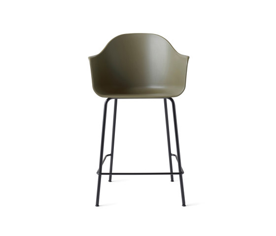 Harbour Counter Chair | Black Steel, Olive, Plastic | Chaises de comptoir | Audo Copenhagen