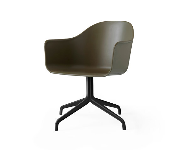 Harbour Dining Chair, Star Base W.Swivel | Black Aluminium, Olive Plastic | Sillas | Audo Copenhagen