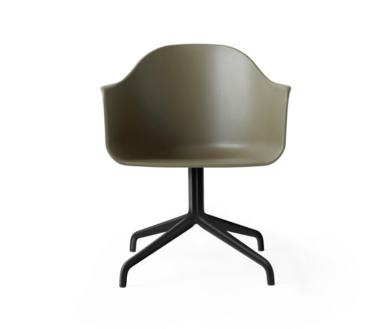 Harbour Dining Chair, Star Base W.Swivel | Black Aluminium, Olive Plastic | Chaises | Audo Copenhagen