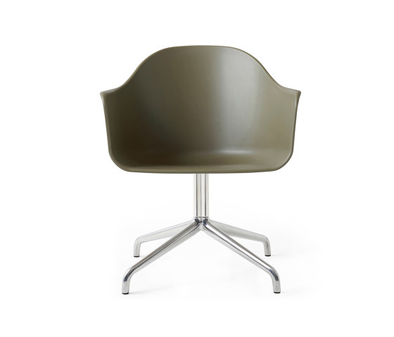 Harbour Dining Chair, Star Base W.Swivel | Polished Aluminium, Olive Plastic | Chairs | Audo Copenhagen