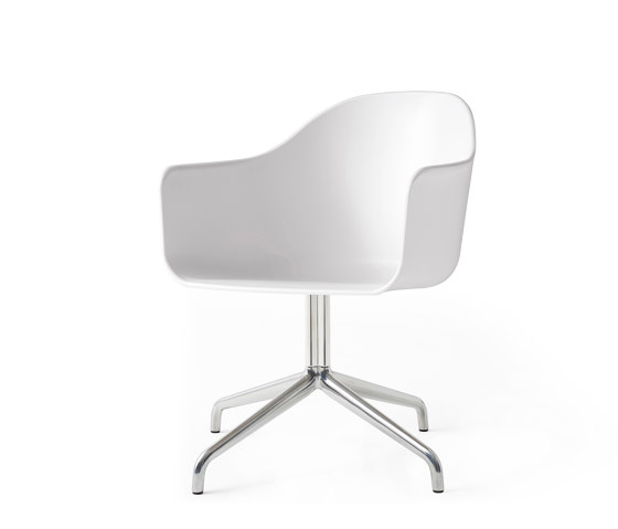 Harbour Dining Chair, Star Base W.Swivel | Polished Aluminium, White Plastic | Sillas | Audo Copenhagen